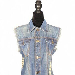 Denim Vest Subway Surfers Game Print Size L Blue Streetwear Gaming Fashion